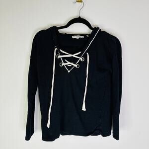 White + Warren Black Hoodie Size XS